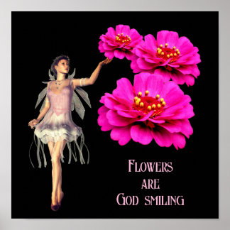 Poster Fée Et Rose Zinnias Inspiration