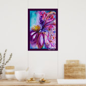 POSTER FÉE FLEUR MIGNONNE ET FANTAISISTE EN ROSE, ÉCLATS (Cuisine)