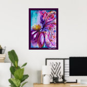 POSTER FÉE FLEUR MIGNONNE ET FANTAISISTE EN ROSE, ÉCLATS (Bureau à domicile)