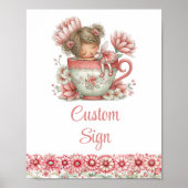 Poster Fée Florale Fille Rougeur Pastel Anniversaire Sign (Devant)