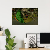 Poster Fée mignonne en bateau avec lucioles (Bureau à domicile)