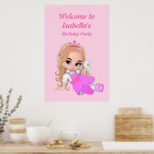 Poster Fée mignonne Princesse Rose Filles Fête Anniversai (Cuisine)