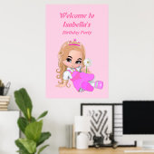 Poster Fée mignonne Princesse Rose Filles Fête Anniversai (Bureau à domicile)