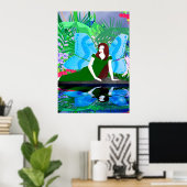 Poster Fée par un étang (Bureau à domicile)