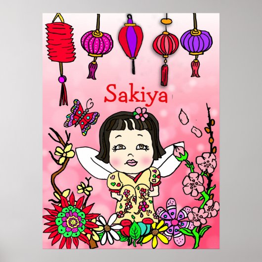 Poster Fée personnalisée aimée, bénie et adorée (Devant)