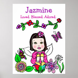 Poster Fée personnalisée aimée, bénie et adorée
