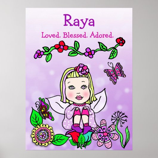 Poster Fée personnalisée aimée, bénie et adorée (Devant)