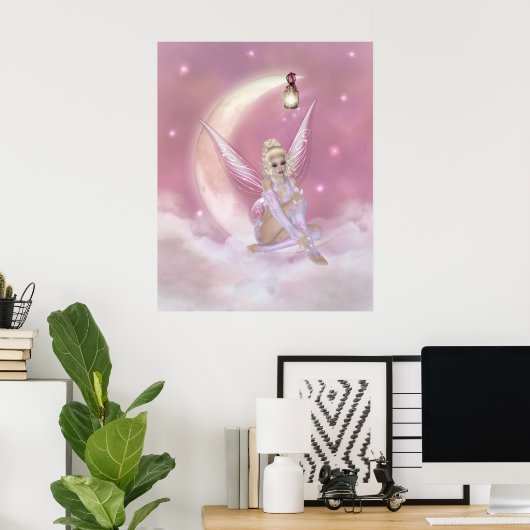 Poster Fée sur la Lune - Imaginaire Imprimer (Bureau à domicile)