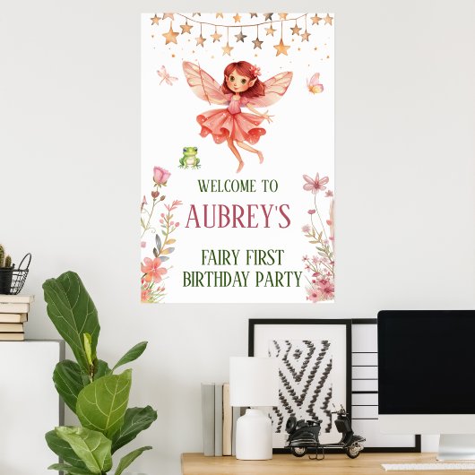Poster Fée Whimsical Premier anniversaire (Bureau à domicile)
