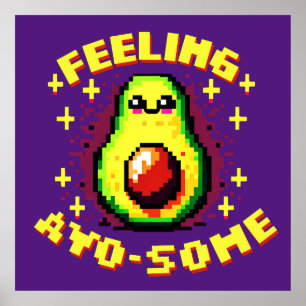 Poster Feed Avo-some - Drôle Pixel Art Avocado Design