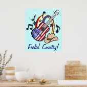 Poster Feelin' Country Guitare et drapeau (Cuisine)