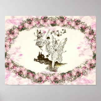 Poster Fées Danser Fleurs Vintages