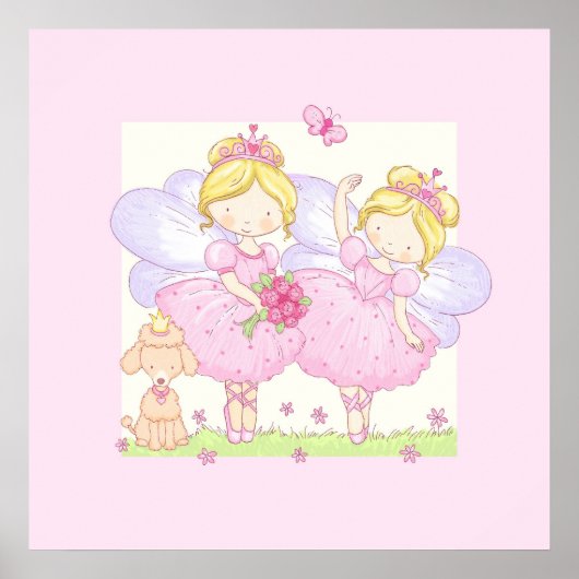 Poster Fées de ballet avec caniche (Devant)