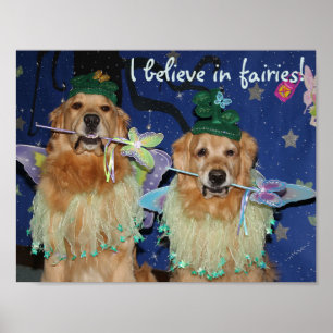 Poster Fées de golden retriever