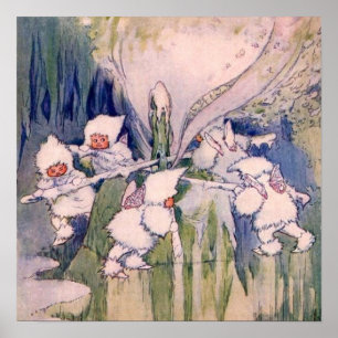 Poster Fées de la neige faisant de la neige