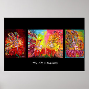POSTER FÉES DES FLEURS DANS LA NUIT