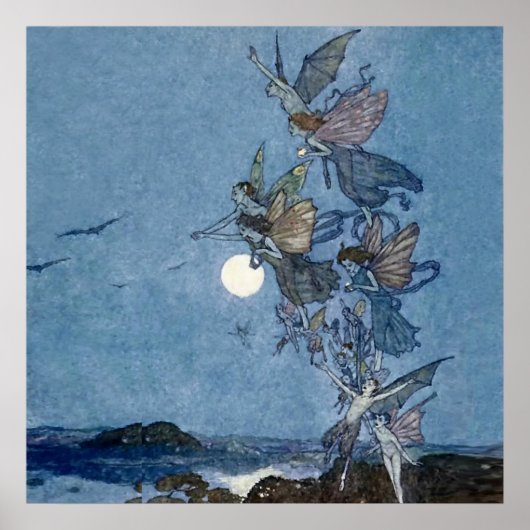 Poster « Fées et Elfes » par Edmund Dulac d'après « La Te (Devant)