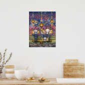 Poster Fées Kitty lors d'une nuit d'automne Art (Cuisine)
