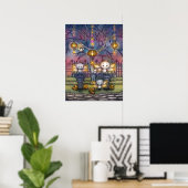 Poster Fées Kitty lors d'une nuit d'automne Art (Bureau à domicile)