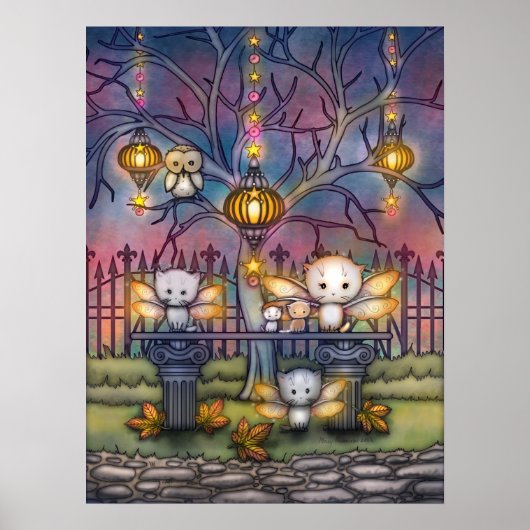 Poster Fées Kitty lors d'une nuit d'automne Art (Devant)