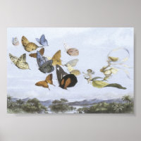 Poster - Fées Riding Papillons