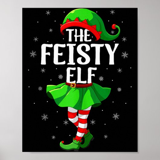 Poster Feisty Elf Christmas Girls Women Elf Squad Xmas Fa (Devant)