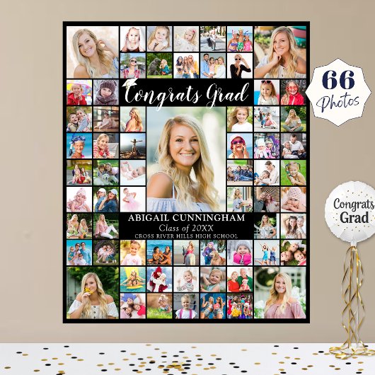 Poster Félicitations 66e année Collage photo Couleur pers