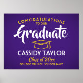 Poster Félicitations à la Graduation Purple Gold Jaune et (Devant)