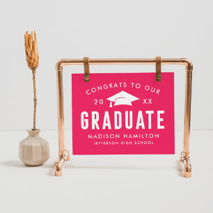 Poster Félicitations à notre remise de diplômes rose vif