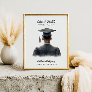 Poster Félicitations au diplômé afro-américain masculin