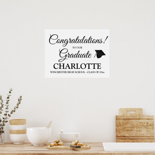 Poster Félicitations baccalauréat coutume texte de script (Cuisine)