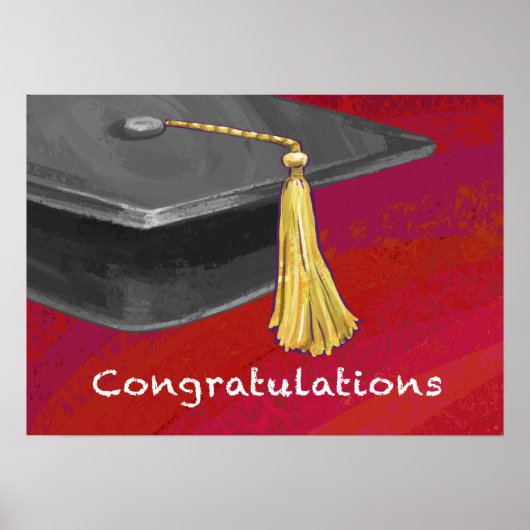 Poster Félicitations Diplômé Noir et Rouge (Devant)
