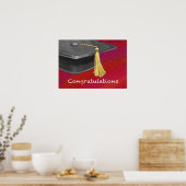 Poster Félicitations Diplômé Noir et Rouge (Cuisine)