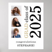 Poster Félicitations Grad 2024 Graduation Nom 3 Photos (Devant)