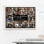 Poster Félicitations Graduation 100 Photo Collage<br><div class="desc">Affiche de fin d'études présentant un collage photo de 100 moments spéciaux de la vie des diplômés,  le titre "félicitations",  un casquette de mortier,  leur nom,  et l'année de classe.</div>