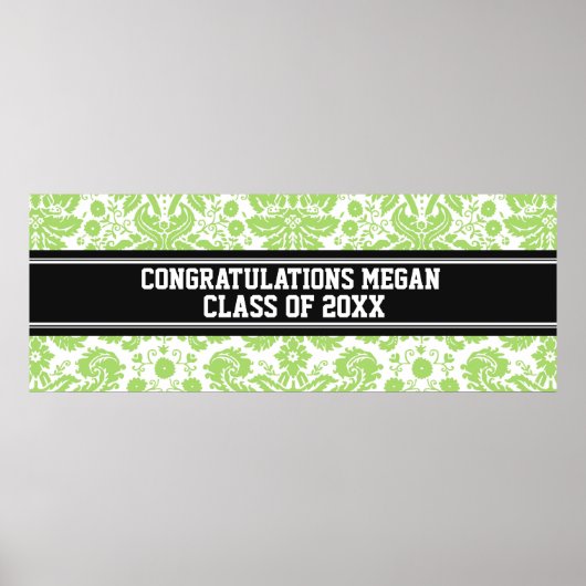 Poster Félicitations Graduation Custom Name Banner Lime (Devant)