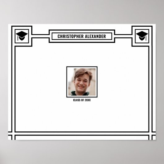 Poster Félicitations Gradué Photo Black Signature Petite (Devant)