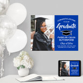 Poster Félicitations Grand Photo Royal Blue & White Gradu