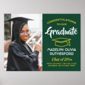 Poster Félicitations Photo Vert Or Jaune Blanc Graduation (Devant)