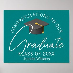 Poster Félicitations sarcelle Grad Fête de fin d'études p