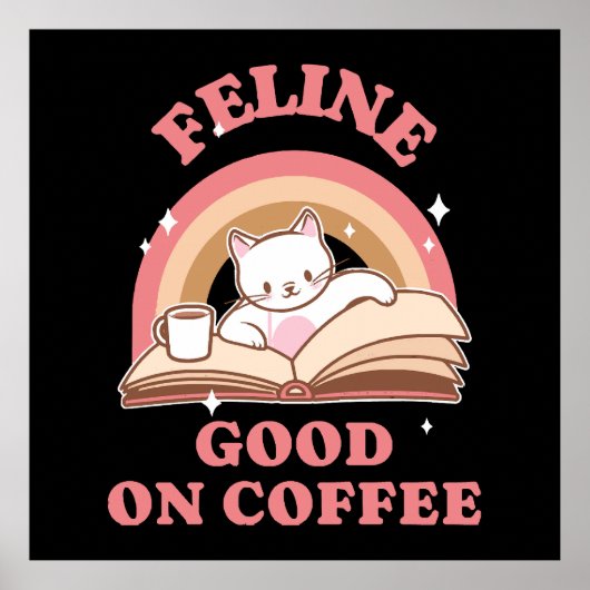 Poster Félin bien sur café (Devant)