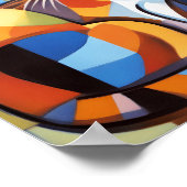 Poster Feline Abstraite Beauté Calico Cat Cubist (Coin)