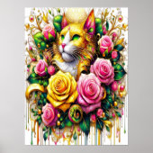 Poster Feline au milieu d'une floraison vibrante 18x24 (Devant)
