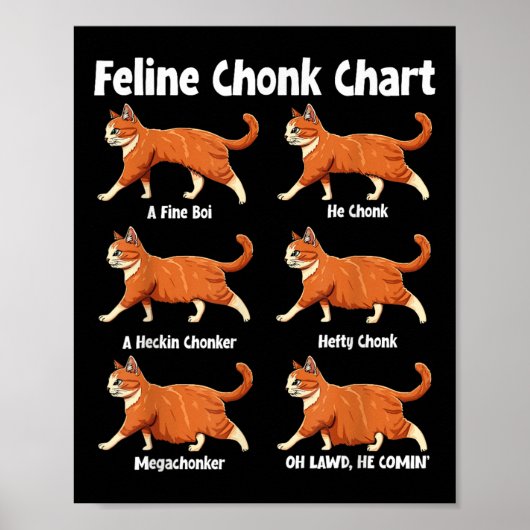 Poster Feline Chonk Chart Funny Fat (Devant)