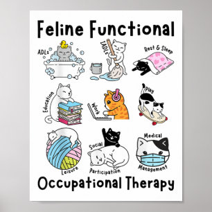 Poster Feline Fun Chat ergothérapie fonctionnelle Ot