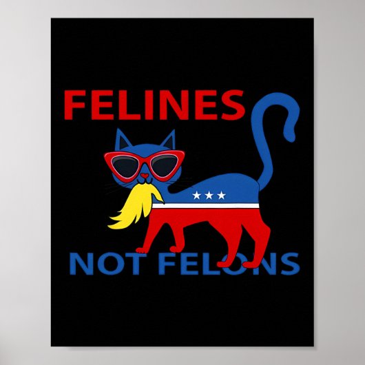 Poster Felines Not Felons Drôle Kamala Chat Lady Avec Tru (Devant)