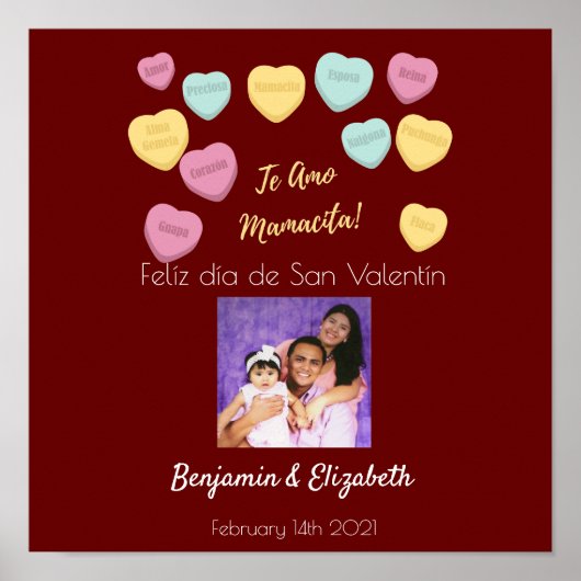 Poster Felíz día de San Valentín Red Te Amo Mamacita (Devant)