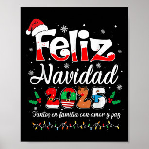 Poster Feliz Navidad 2025 Famille correspondante Noël esp