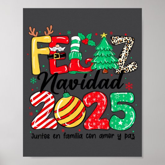 Poster Feliz Navidad 2025 Spanish Christmas Mexican Famil (Devant)
