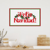 Poster Feliz Navidad Avec Holly (Cuisine)